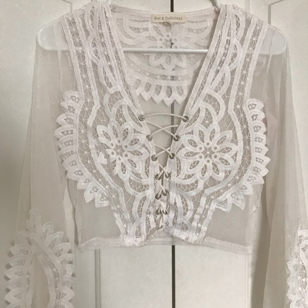 Sheer detailed crop top